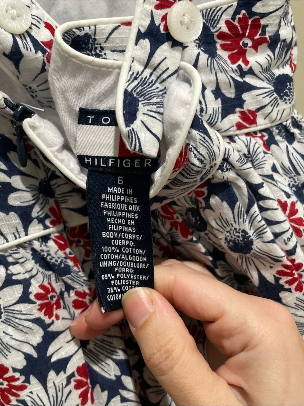Tommy Hilfiger Floral Sleeveless Fit Flare Dress Red Blue White Girls Size 6